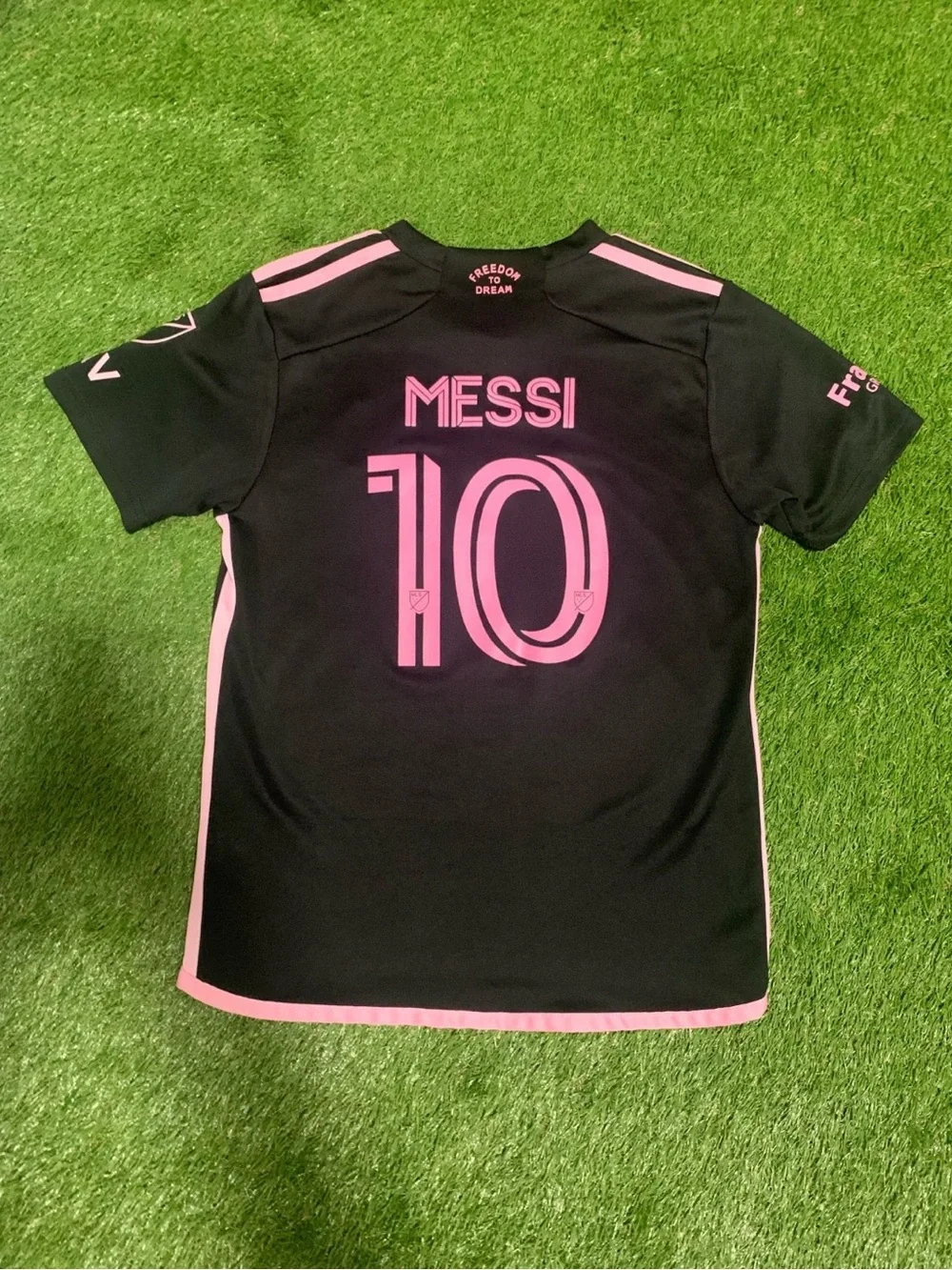 adidas Kids Black and Pink Soccer Jersey with XBTO Logo